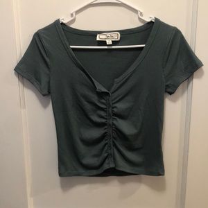 Hippie Rose Women’s Medium Teal Mid Length Button Short Sleeve